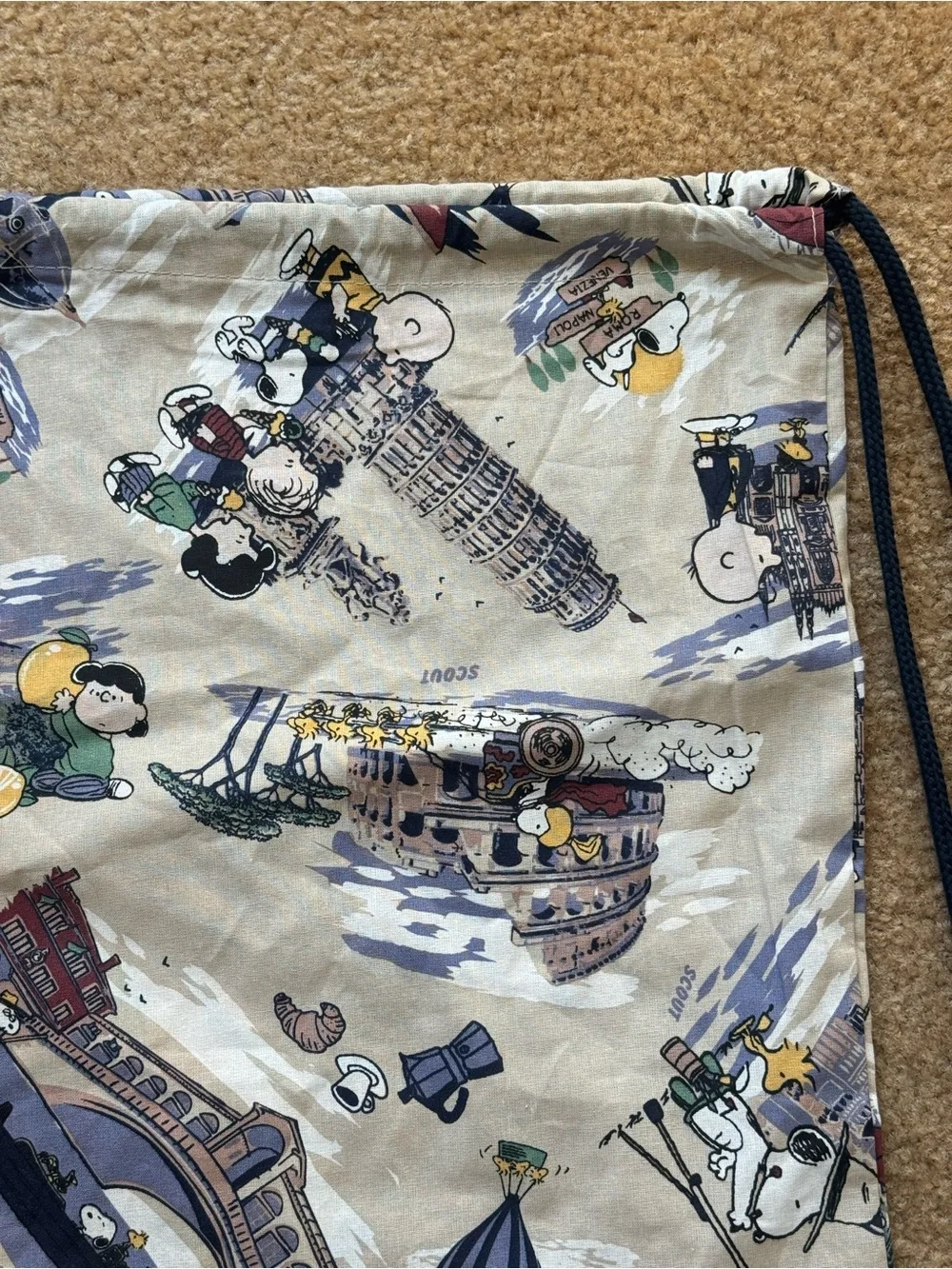 Peanuts x Scout Italy Snoopy Drawstring Backpack Canvas One Size